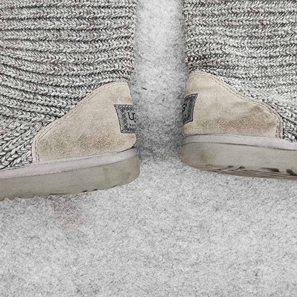 UGG Lattice Cardy Grey Knit Tall Sheepskin Lining Boots Womens 7 5819 - Picture 4 of 8